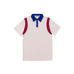 Online custom-made American trendy brand off-shoulder fashionable Polo shirt, designed red and blue color-blocked lapel short-sleeved Polo shirt, 100% cotton, soft and comfortable SKP216 Online custom-made American trendy brand off-shoulder fashionable Polo shirt, designed red and blue color-blocked lapel short-sleeved Polo shirt, 100% cotton, soft and comfortable SKP216